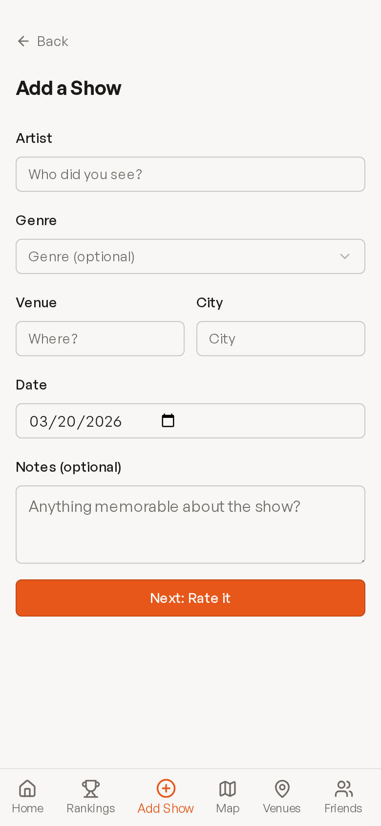 Adding a new concert to Melo
